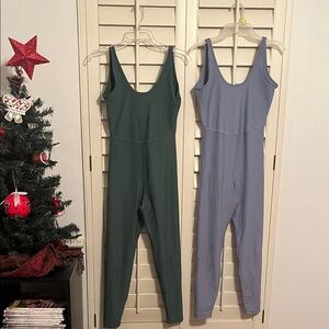 BUNDLED LOT OF TWO OLD NAVY Medium Athletic Jumpsuits Green & Periwinkle
